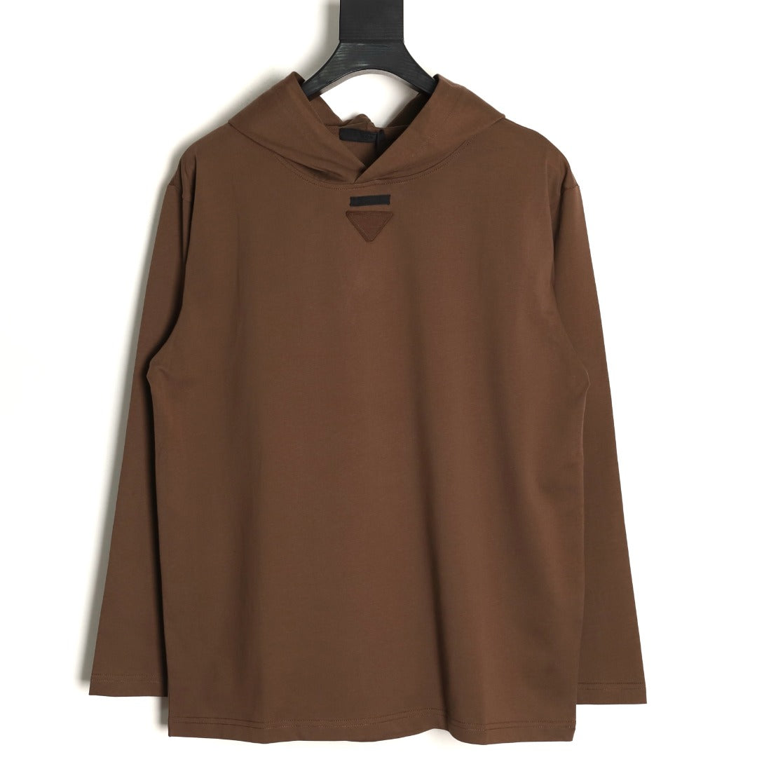 Prada PRD Neck-Label Relaxed Pullover Hoodie - Brown