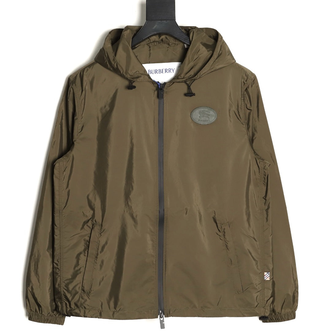 Burberry Equestrian Emblem Hooded Zip Jacket - Olive