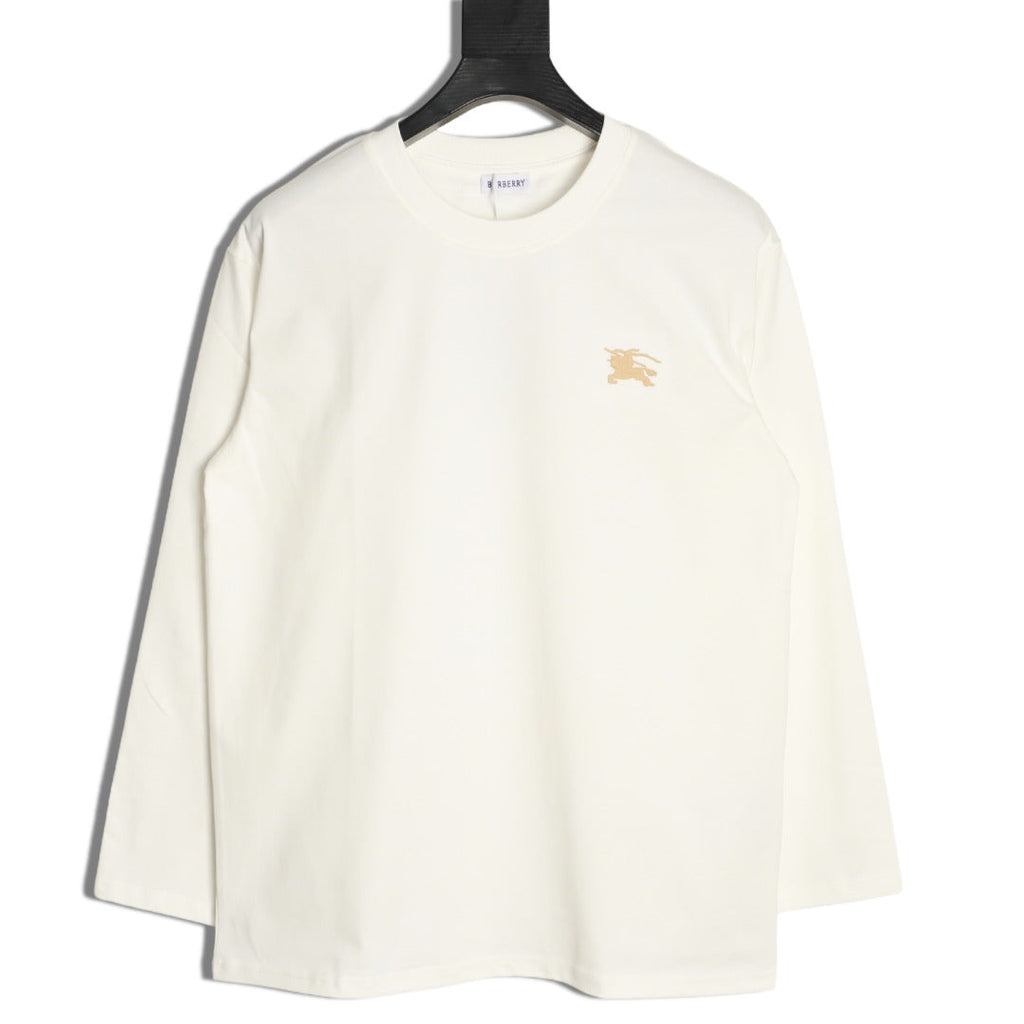 Burberry Oval Equestrian Back-Graphic Long-Sleeve Top - Cream