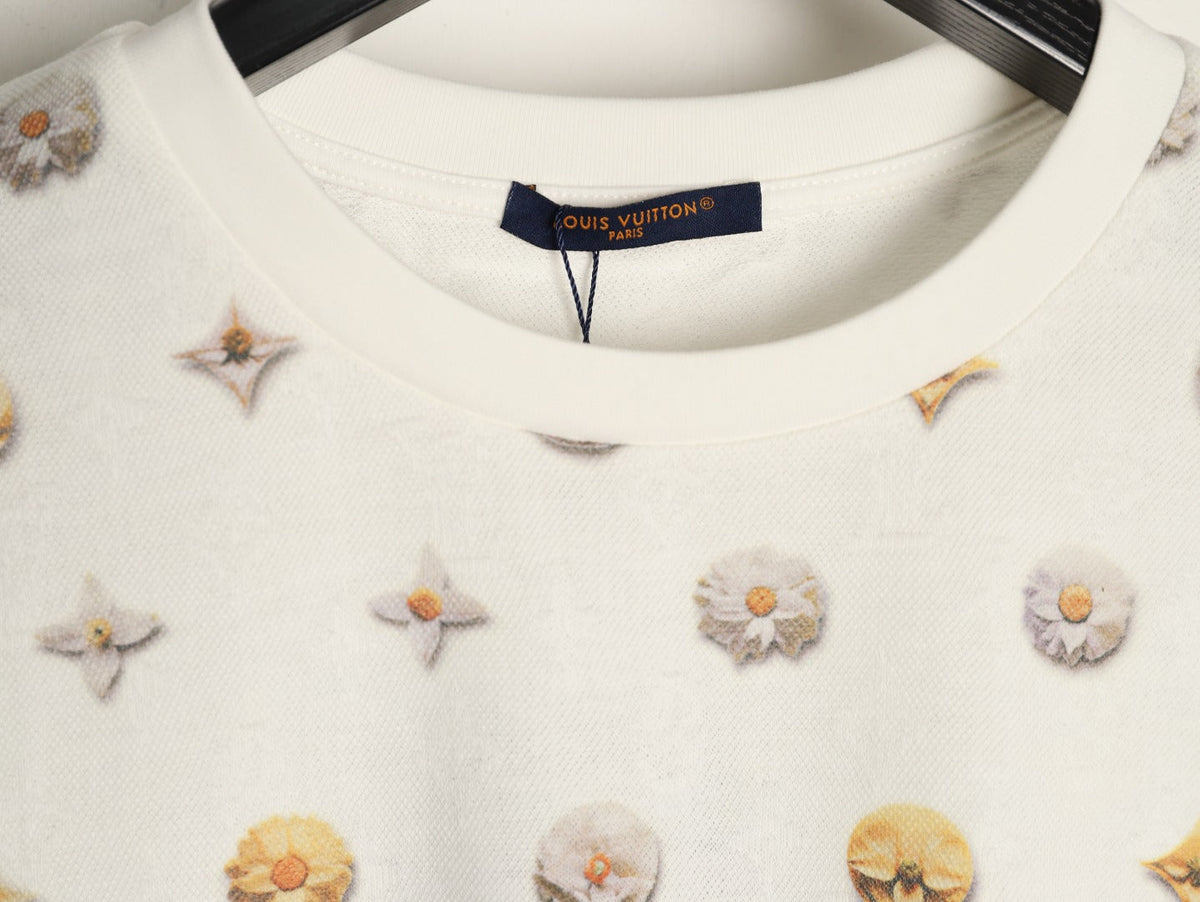 Louis Vuitton Daisy-Style Motif Short-Sleeve T-Shirt - Cream